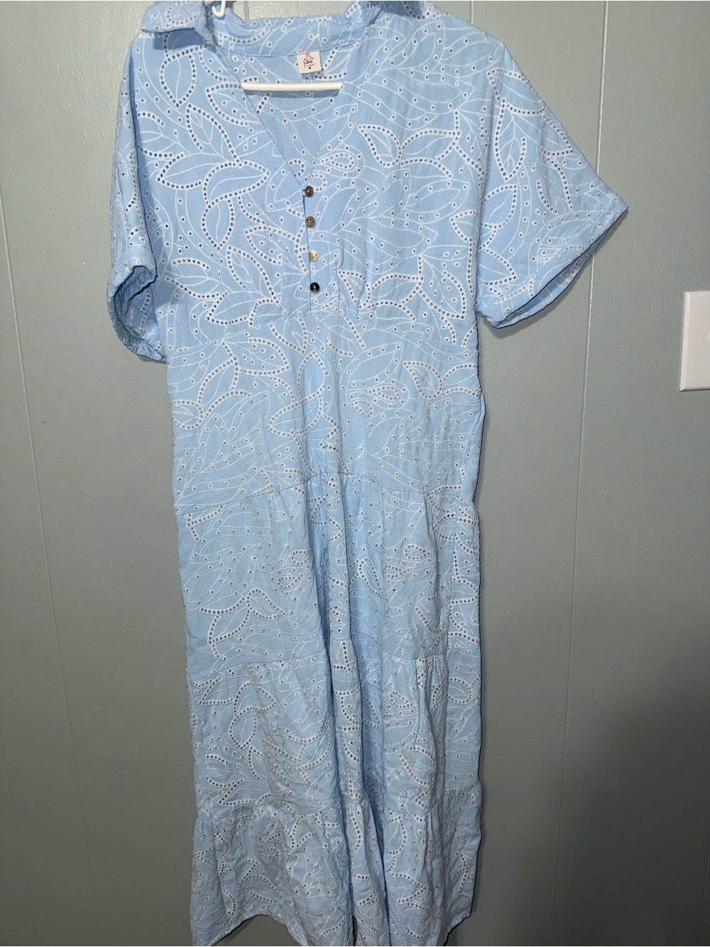 Light Blue Eyelet Midi Dress